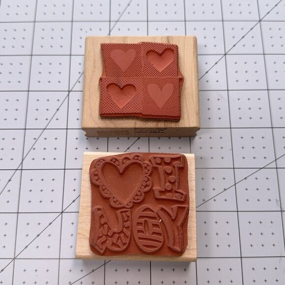 Lot of 2 Hearts Love Rubber Stamp I Heart You Message Box of Hearts Shadow Craft - Picture 2 of 4